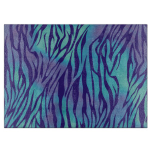 Aqua Blaue und violette Zebrastreifen Schneidebrett