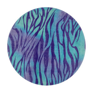 Aqua Blaue und violette Zebrastreifen Schneidebrett