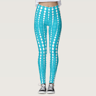 Aqua blaue und weiße Punkte-Leggings Leggings
