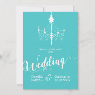 Aqua Blaue Vintage-Kronleuchter-Hochzeitseinladung Einladung