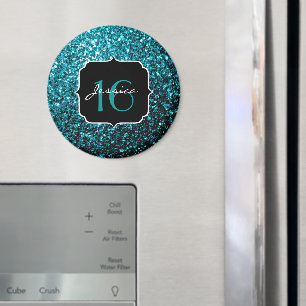 Aqua blauen glänzenden Imitate Glitzer Glitzern Sw Magnet