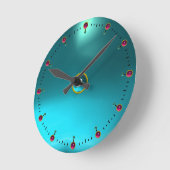 AQUA-BLAUER AQUAMARINER EDELSTEIN-STEIN RUNDE WANDUHR (Winkel)