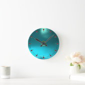 AQUA-BLAUER AQUAMARINER EDELSTEIN-STEIN RUNDE WANDUHR (Zuhause)