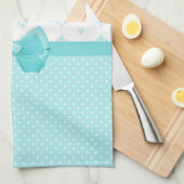 Aqua-blauer Damast mit Türkis-Band Küchentuch (Viertel Falte)