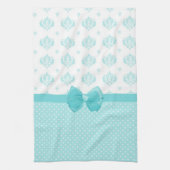 Aqua-blauer Damast mit Türkis-Band Küchentuch (Vertikal)