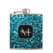 Aqua-blauer glänzender falscher Glitter funkelt Mo Flachmann (Vorderseite)