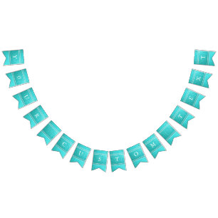 Aqua-blauer Glitzer mit weißen Details Wimpelkette