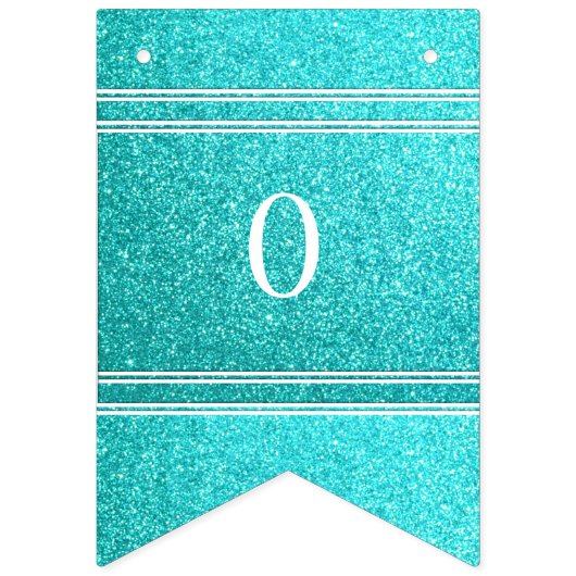 Aqua-blauer Glitzer mit weißen Details Wimpelkette (Zweite Fahne)