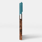 Aqua-blauer Glitzern-Farbblock Monogram iPhone Hülle (Rechte Seite)