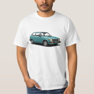 Aqua-blauer Klassiker 1979 bürgerlich auf weißem T T-Shirt