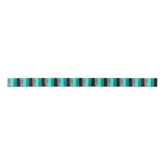 Aqua-blauer Leopard und Zebra-Tierdruck Satinband (Vorderseite)