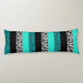 Aqua-blauer Leopard und Zebra-Tierdruck Seitenschläferkissen (Rückseite)