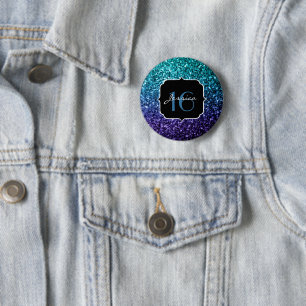 Aqua blauer Ombre Glitter-Glitzern Bonbon 16 Button