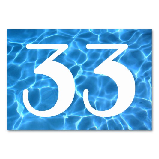 Aqua-Blauer Schwimmbad Tischnummer (Vorderseite)
