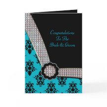 Aqua-blauer u. schwarzer Damast-Edelstein-Schein