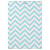 Aqua-blauer Zickzack rosa weißer Monogramm-Entwurf Klemmbrett (Rückseite)