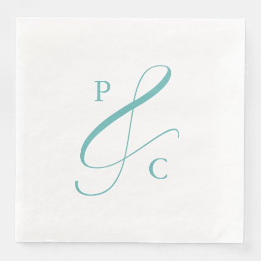 Aqua Blaues Et-Zeichen-Monogramm-Papier-Tischservi Serviette (Vorderseite)