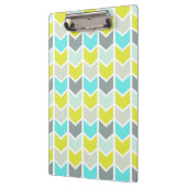 Aqua-blaues gelbes graues geometrisches Zickzack Klemmbrett (Links)