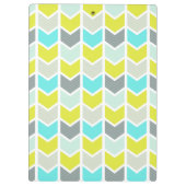 Aqua-blaues gelbes graues geometrisches Zickzack Klemmbrett (Rückseite)