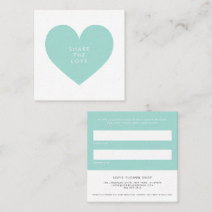 Aqua Blaues Herz Minimalist Share the Love Empfehlungskarte