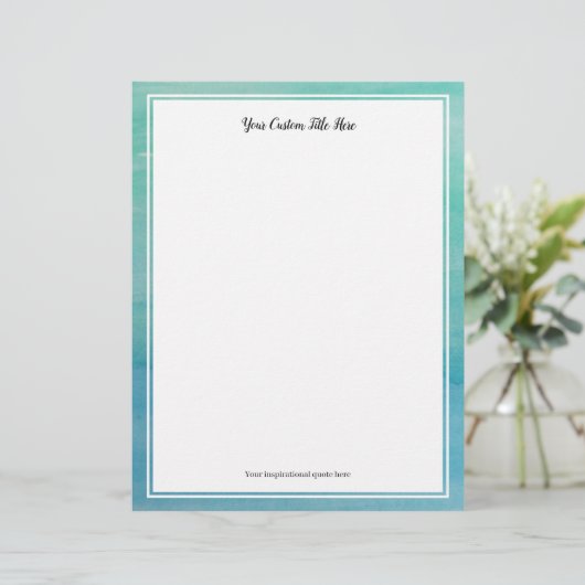 Aqua-blaues Hochzeitspapier (Stehend Vorderseite)