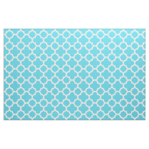 Aqua blaues klassisches Quatrefoil Muster-Gewebe Stoff