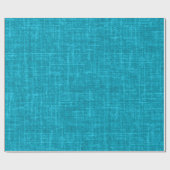 Aqua Blaues Leinen Geschenkpapier (Flach)