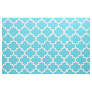 Aqua-blaues Marokkaner Quatrefoil Gitter-Gewebe Stoff