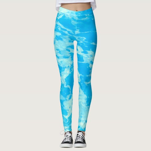 Aqua Blaues Meer Leggings (Vorderseite)