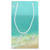 Aqua-blaues Wasser/bemalte Strandküste Kleine Geschenktüte (Rückseite)