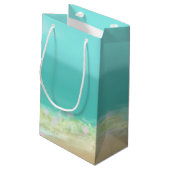 Aqua-blaues Wasser/bemalte Strandküste Kleine Geschenktüte (Rückseite Schrägansicht)