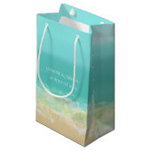 Aqua-blaues Wasser/bemalte Strandküste Kleine Geschenktüte (Vorderseite Schrägansicht)