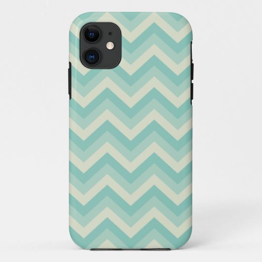 Aqua-blaues Zickzack-Muster Case-Mate iPhone Hülle (Rückseite)