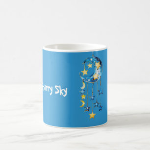 Aqua Blausternhimmel Gelbe Sterne Monde Kaffeetasse