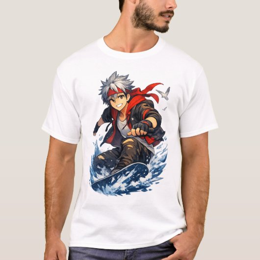 Aqua Blaze Surfer Held T-Shirt (Vorderseite)