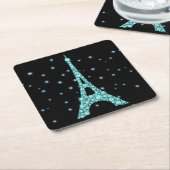 Aqua Bling Eiffel Tower Rechteckiger Pappuntersetzer (angewinkelt)