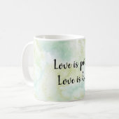 Aqua Bliss Blätter Aquarell Liebe ist Kaffeetasse (Vorderseite Links)