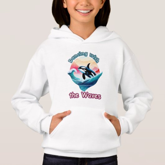 Aqua Bliss: Orca in Bewegung überwinden Hoodie (Vorderseite)