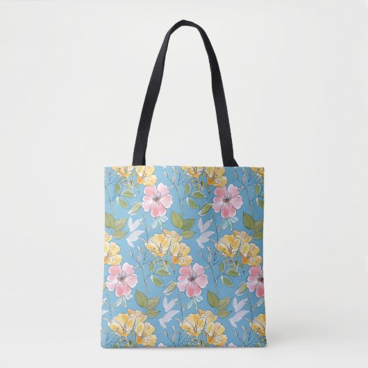 Aqua Bloom Watercolor Tasche (Vorderseite)