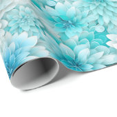 Aqua Blooms: Wasserfarbene Hochzeitsblumen in Blau Geschenkpapier (Rolleneckpunkt)
