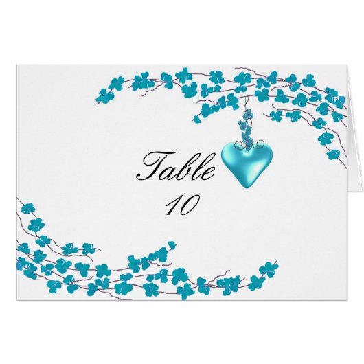 Aqua Blossom und Herztischsitznummer (Vorderseite (Horizontal))
