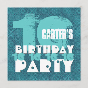 AQUA BLUE 10. Geburtstagsparty 10 Jahre alt V02A9 Einladung