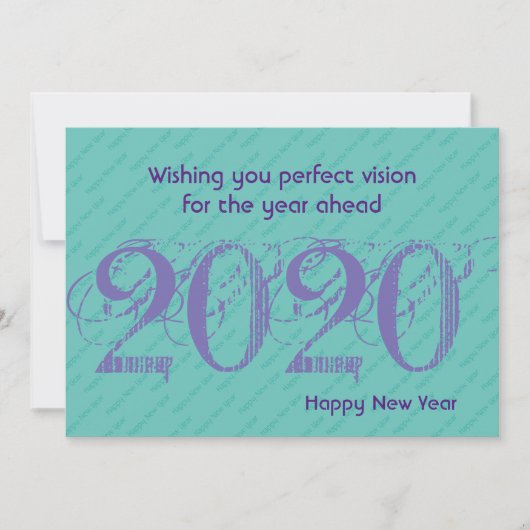 AQUA BLUE 20:20 Vision Modern Happy New Year Card (Vorderseite)