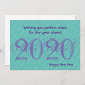 AQUA BLUE 20:20 Vision Modern Happy New Year Card (Vorne/Hinten)