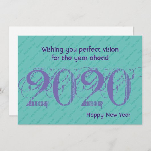 AQUA BLUE 20:20 Vision Modern Happy New Year Card (Vorne/Hinten)