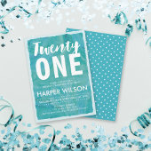 Aqua Blue 21. Geburtstag Einladung