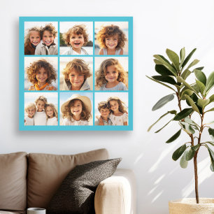 Aqua Blue 9 Foto-Collage - modernes minimales Rast Leinwanddruck