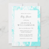 Aqua Blue Abstrakt Marble Baby Dusche Einladung (Vorderseite)