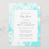 Aqua Blue Abstrakt Marble Baby Dusche Einladung (Vorne/Hinten)