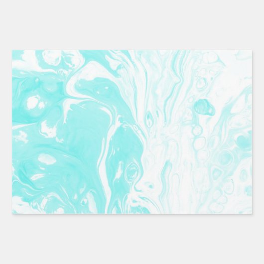 Aqua Blue Abstrakt Marble Geschenkpapier Set (Vorderseite 3)